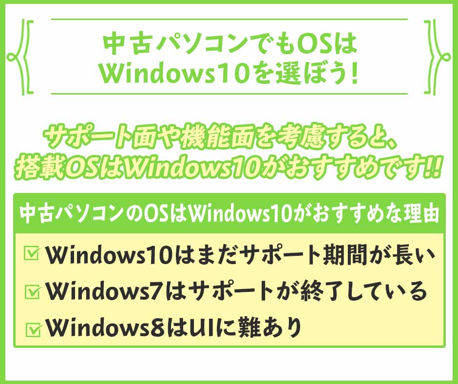 中古パソコンでもOSはWindows10を選ぼう！