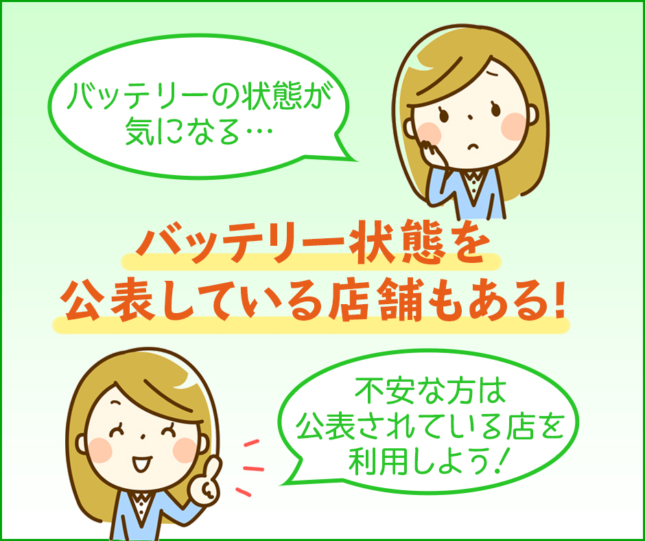 バッテリー状態を公表している販売している店舗もある
