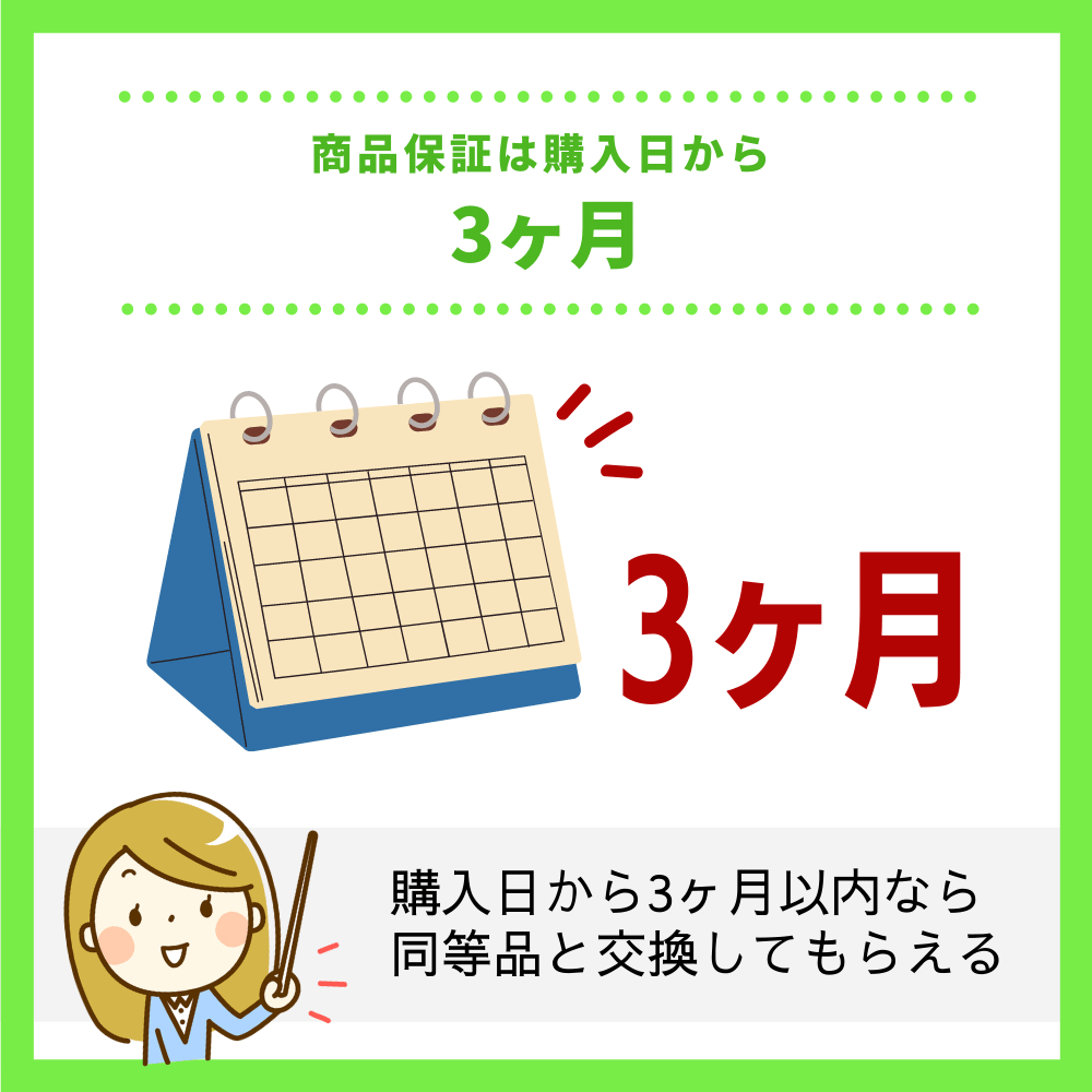 商品保証は購入日から3ヶ月